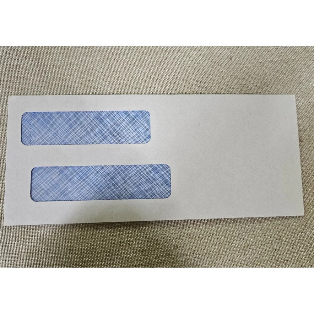 500 Double Window Envelopes #10 White Blue Security Tint CE05B Business